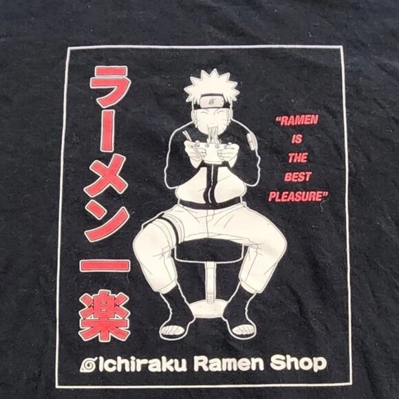 Ichiraku Ramen Best Pleasure Black Short Sleeve Cotton T-Shirt Men's L - Picture 3 of 7